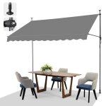 Auvent r�tractable store banne de jardin avec manivelle sans per�age auvent t�l�scopique r�glable 300x150cm ...