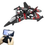 Avion rc rouge chasseur t�l�command� avec cam�ra hd - drone �vitement obstacles 2. 4 g mousse epp - jouet ...