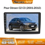 Awesafe 4g autoradio android 13 pour citroen c2 c3 (2001 - 2010) 4go + 64go avec 9 cran tactile carplay ...