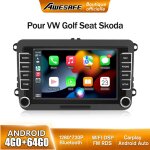 Awesafe 4g autoradio android 13 pour golf 5 6 vw passat polo seat skoda 4go + 64go avec 7 cran tactile ...