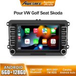 Awesafe 4g autoradio android 13 pour golf 5 6 vw passat polo seat skoda 6go + 128go avec 7 cran tactile ...