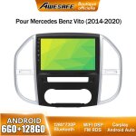 Awesafe 4g autoradio android 13 pour mercedes benz vito (2014 - 2020) 6go + 128go 10 cran tactile carplay ...