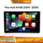 Awesafe autoradio 4g android 13 6go + 128go pour audi a4 b6 (2000 - 2009?9 �cran tactile avec carplay ...