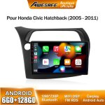 Awesafe autoradio 4g android 13 6go + 128go pour honda civic hatchback (2005 - 2011) 9 �cran tactile ...