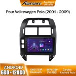 Awesafe autoradio 4g android 13 6go + 128go pour volkswagen polo (2001 - 2009) 9 �cran tactile avec carplay ...