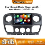 Awesafe autoradio android 13 1go + 32go pour renault master nissan nv400 / opel movano (2010 - 2016) ...