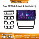 Awesafe autoradio android 13 2go + 32go pour skoda octavia 2 (2008 - 2013) 10 cran tactile avec carplay ...