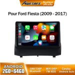 Awesafe autoradio android 13 2go + 64go pour ford fiesta (2009 - 2017) 9 cran tactile avec carplay gps ...