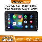 Awesafe autoradio android 13 pour alfa 159 brera spider 1go + 32go avec 7 �cran tactile carplay android ...