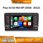 Awesafe autoradio android 13 pour audi a3 8p / s3 / rs3 / sportback 2go + 32go avec 7 cran tactile carplay ...