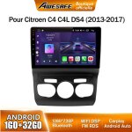 Awesafe autoradio android 13 pour citroen c4 c4l ds4 (2013 - 2017) avec 1go + 32go 10cran tactile carplay ...