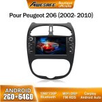 Awesafe autoradio android 13 pour peugeot 206 (2002 - 2010) 2go + 64go avec 7 �cran tactile gps carplay ...