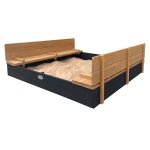 Bac  sable - axi - ella xxl - bois fsc - couvercle - bancs intgrs - 150 x 150 cm
