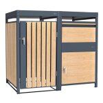 Axi leon cache poubelle avec louis bote aux lettres anthracite / effet bois ? 1 conteneur - max. 240l ...