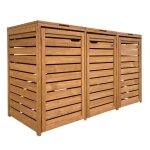 Axi lex cache poubelle en bois marron - abri poubelle pour 3 conteneurs - max. 240l - abri poubelle ext�rieur ...
