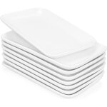 Azb lot de 8 assiettes rectangulaires en porcelaine blanc 203 cm?azb lot de 8 assiettes rectangulaires ...