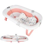 B. livem baignoire bb confortable avec tapis de bain pliable 0 - 36 mois thermomtre intgr rose
