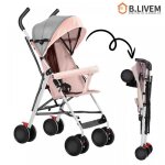 B. livem - poussette bb 4 roues eva pliable pour bbs de 0  36 mois - rose