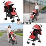 B. livem - poussette canne compacte pliable pour bb 0 - 4 ans avec rangements et moustiquaire rouge ...