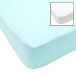 Babycalin 2 draps housse bébé blanc turquoise 60 x 120 cm - jersey - 130gr / m² Babycalin 2 draps housse bébé blanc turquoise 60 x 120 cm - jersey - 130gr / m²