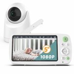 Babyphone cam�ra 5 prumya b�b� moniteur 1080p lcd cam�ra 4000mah avec vision nocturne zoom vox communication ...