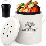 Bac � compost 5l avec couvercle doublure et filtre � charbon ? seau de compost de cuisine compact pour ...