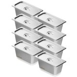Bac gastronorme gn 1 / 3 lot de 8 - vevor - r�cipient inox pour bain - marie 08 mm d�paisseur - pour ...