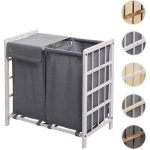Bac � linge hwc - b60 bois massif 60x60x33cm 68l ~ blanc miteux couvercle gris