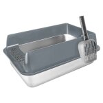 Bac � liti�re pour chat en acier inoxydable (grand) - 60 * 40 * 30cm - facile � nettoyer - bac � liti�re ...