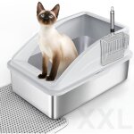 Bac � liti�re pour chat en acier inoxydable - swapy - xxl - 58x36x33 cm - 35 l - silbergrau - facile ...