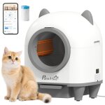 Bac  litire pour chat autonettoyant - pawhut 80l - contrle app - anti - pinch isolation des odeurs ...