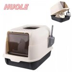 Bac � liti�re pour chat enti�rement ferm� avec pelle � liti�re entr�e par le bas et sortie par le haut ...