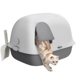 Bac � liti�re pour chat - pawhut - toit avant ouvrant trous pour la chute du sable - 58 x 46 x 39 cm ...