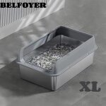 Bac  litire chat semi - ferm xl - belfoyer - en inox - grande capacit avec haut bord - 60 x 40 x ...