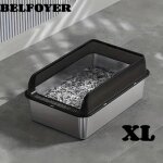 Bac  litire chat semi - ferm xl - belfoyer - en inox - grande capacit avec haut bord - 60 x 40 x ...