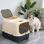 Bac � liti�re pour chat xxl maison pour chats avec couvercle plateau amovible pelle brosse espace pour ...