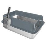 Bac � liti�re grand facile � nettoyer jolie en acier inoxydable contemporaine pour chat - errolves - ...