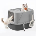 Bac � liti�re xxl - feandrea - couvercle basculant - gris tourterelle / ardoise - pour chats jusqu� 15 ...