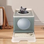 Bac  litire - yyqx - 48x39x34cm - plastique gris pliable - avec ramasseur de litire - pour chat adulte ...