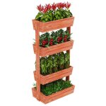 Bac � plantes ext�rieur - jardini�re sur�lev�e avec 4 bac � fleurs de balcon 65x42x140cm