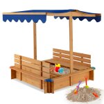 Bac à sable en bois pour enfants dreamade avec auvent carré en cèdre avec 2 bancs à dossier tissu non ... Bac à sable en bois pour enfants dreamade avec auvent carré en cèdre avec 2 bancs à dossier tissu non ...