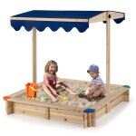 Bac � sable en bois pour enfants dreamade avec auvent r�glable en hauteur et rotatif carr� en c�dre jeu ...