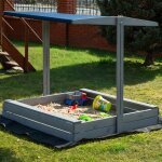 Bac à sable en bois avec toit - springos® - 120 x 120 cm - imprégnation à base deau - gris - bancs intégrés ... Bac à sable en bois avec toit - springos® - 120 x 120 cm - imprégnation à base deau - gris - bancs intégrés ...