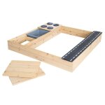 Bac  sable roba en bois avec bac en plastique + plaque chauffante + route de jeu - naturel