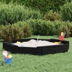 Bac � sable avec si�ges noir octogone bois de pin massif