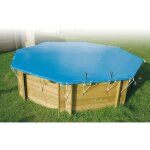 Bche dhiver et de scurit pour piscine bois ubbink octogonale 430 - bleue - epaisseur 550gr