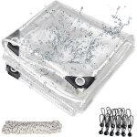 Bche transparente extrieure pvc 420g / m 8x8m avec serre - cbles spanngummis bache