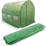 B�che pour tunnel de jardin - janshop - 2x35m - 7m� - vert - pe uv4 proof - 6 fen�tres avec moustiquaire ...