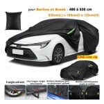 B�che voiture exterieur pour berline et break 490 � 530 cm imperm�ablec�t�s avec zipdoublure en cotonanti ...