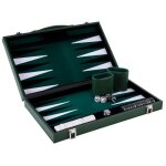 Backgammon de luxe - haute qualit� - 18 pouces - simili cuir - incrustation feutre - jetons nacr�s
